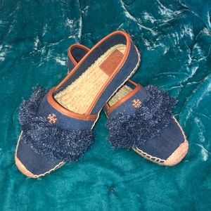 Tory Burch “Shaw” Denim Espadrille Flats